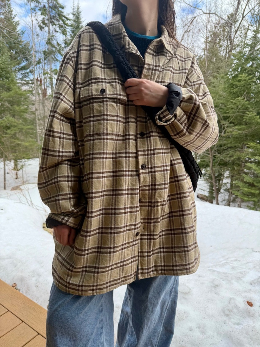 Vintage L.L. Bean Insulated Flannel Shirt Jac — XXL Regular Plaid tan brown